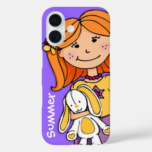 Kinder naam iphone girl knuffel paars geel Case-Mate iPhone case (Achterkant)