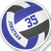 kinder naam jersey nummer zwarte volleybal sticker (Voorkant)