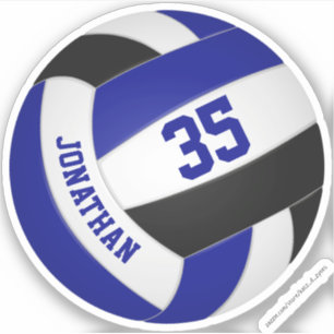 kinder naam jersey nummer zwarte volleybal sticker