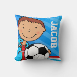 Kinder naam jongens football blauw kussen