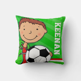 Kinder naam jongens football groen rood kussen