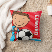 Kinder naam jongens football rode blauwe kussen (Deken)