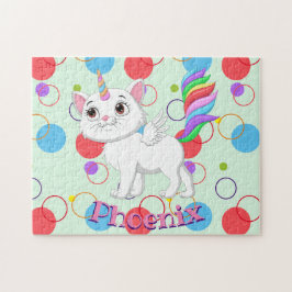 Kinder naam Kat Unicorn Puzzle Learning Activity Legpuzzel