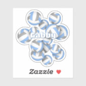 kinder naam lichtblauw grijs team kleuren volleyba sticker (Vel)