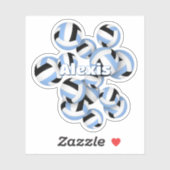 kinder naam lichtblauw zwart team kleuren volleyba sticker (Vel)