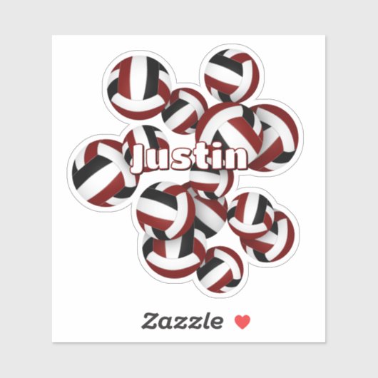 kinder naam Maroon Black Team kleuren volleyballen Sticker (Vel)