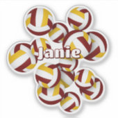 kinder naam Maroon Gold Team kleuren volleyballen Sticker (Voorkant)