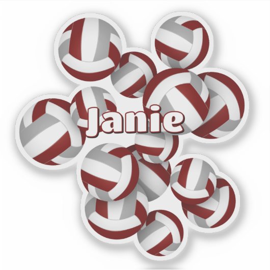 kinder naam Maroon Gray Team kleuren volleyballen Sticker (Voorkant)