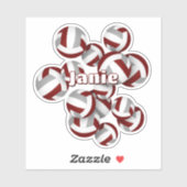 kinder naam Maroon Gray Team kleuren volleyballen Sticker (Vel)