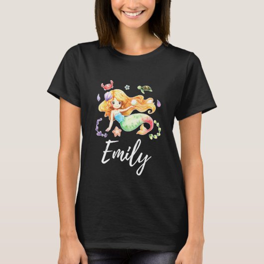 Kinder naam Mermaid Girl Emily T-shirt (Voorkant)