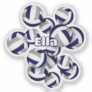 kinder naam Navy blauw grijs team kleuren volleyba Sticker