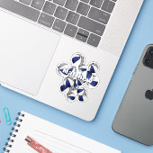 kinder naam op blauw grijs team kleuren basketball sticker (Laptop met iPhone)