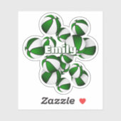 kinder naam op groen wit team kleuren basketballen sticker (Vel)