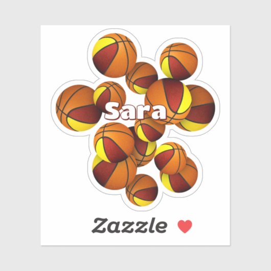 kinder naam op Maroon Gold Team kleuren basketball Sticker (Vel)