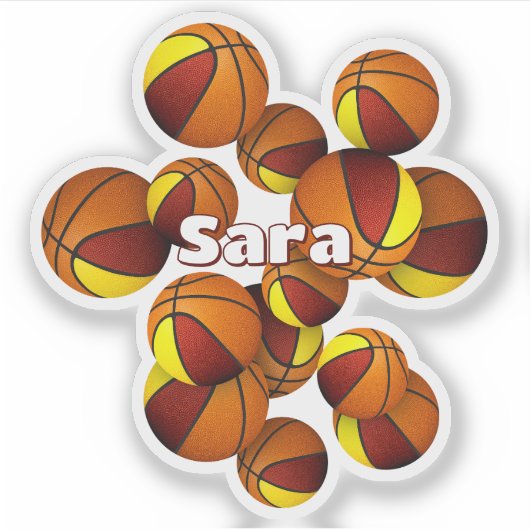 kinder naam op Maroon Gold Team kleuren basketball Sticker (Voorkant)