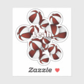 kinder naam op Maroon White Team kleuren basketbal Sticker (Vel)