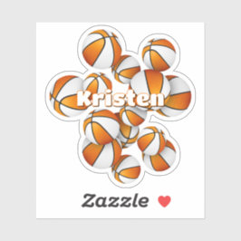 kinder naam oranje witte basketballen sticker