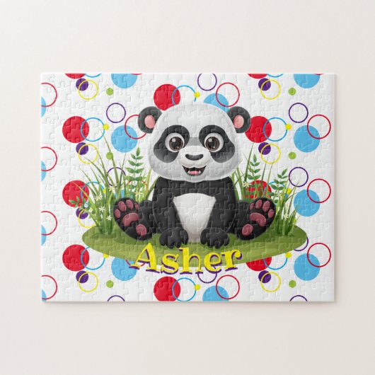 Kinder naam Panda Puzzle Learning Activity Legpuzzel (Horizontaal)