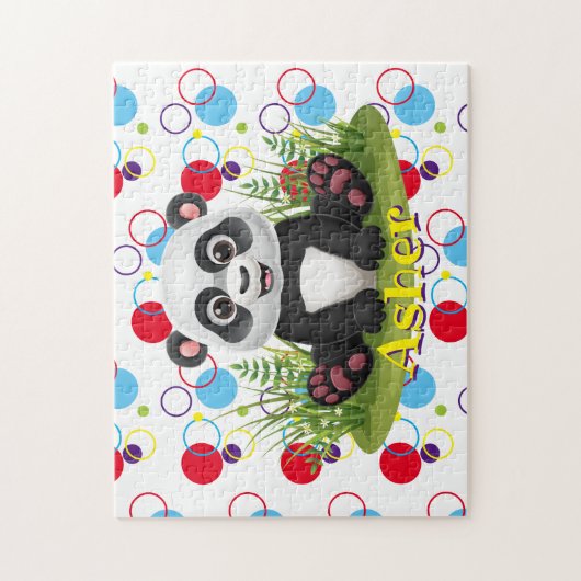 Kinder naam Panda Puzzle Learning Activity Legpuzzel (Verticaal)