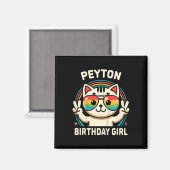 Kinder naam Peyton Verjaardag Meisje Cat Magneet (Voorkant / Achterkant)