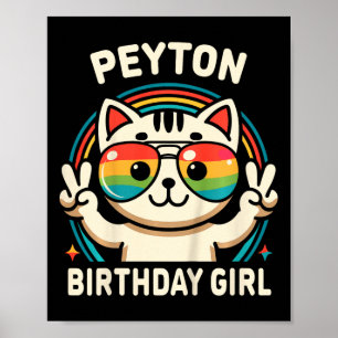 Kinder naam Peyton Verjaardag Meisje Cat Poster
