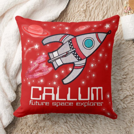 Kinder naam Raketruimteverkenner rode kussen (Deken)