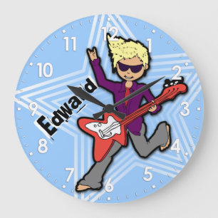 Kinder naam rockstar guitar boy blauwe klok