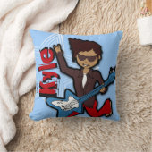 Kinder naam rockstar guitar boy blauwe kussen (Deken)