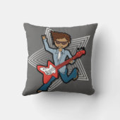 Kinder naam rockstar guitar boy grijze pijp kussen (Achterkant)