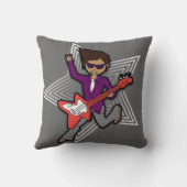 Kinder naam rockstar guitar boy oranje & grijze ku kussen (Achterkant)