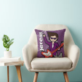 Kinder naam rockstar guitar boy paarse kussen (Stoel)
