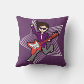 Kinder naam rockstar guitar boy paarse kussen (Achterkant)
