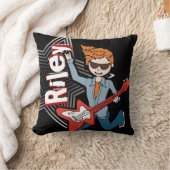 Kinder naam rockstar guitar boy zwart & rode kusse kussen (Deken)
