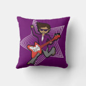 Kinder naam rockstar guitar green & paarse kussen (Achterkant)