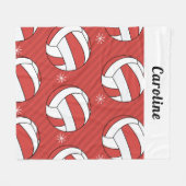 Kinder naam rode en gestreept volleybalpatroon fleece deken (Voorkant (Horizontaal))