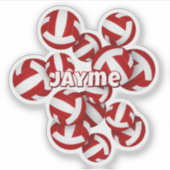 kinder naam Rode team kleuren volleyballen Sticker (Voorkant)
