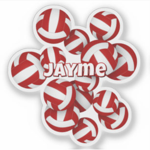 kinder naam Rode team kleuren volleyballen Sticker
