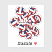 kinder naam Rood Blauw Team Kleuren Volleyballen Sticker (Vel)