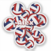 kinder naam Rood Blauw Team Kleuren Volleyballen Sticker (Voorkant)