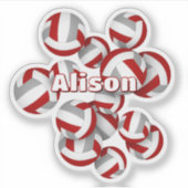 kinder naam Rood grijs team kleuren volleyballen Sticker (Voorkant)