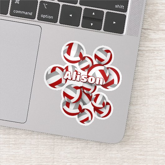 kinder naam Rood grijs team kleuren volleyballen Sticker (Detail)