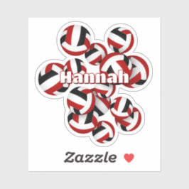 kinder naam rood zwart team kleuren volleyballen sticker