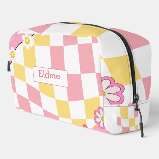 Kinder naam rugzak 70s groovy terug naar school (Rechterhoek)