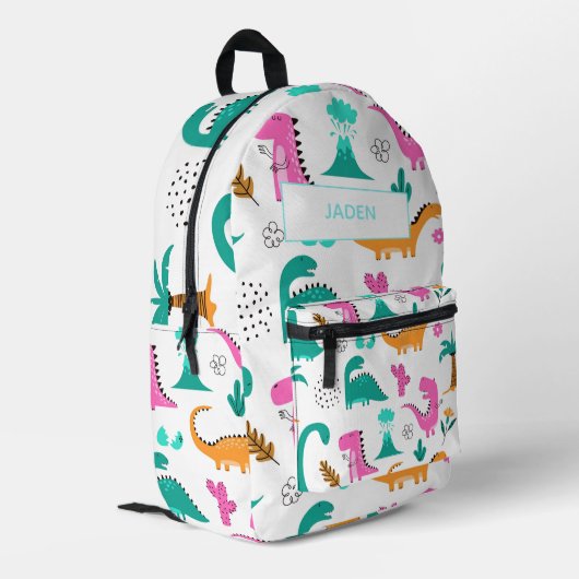 Kinder naam rugzak Dinausor terug naar school (Achterkant Hoek Links)
