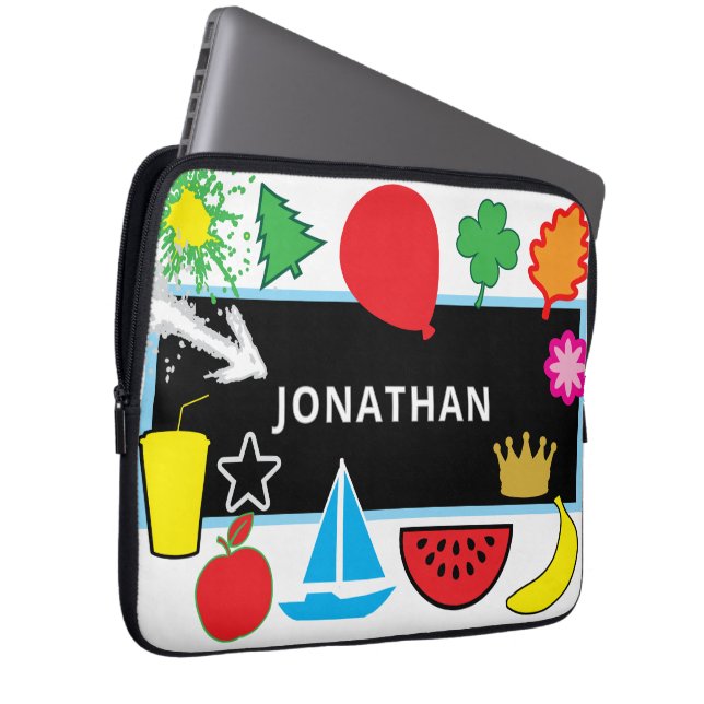 Kinder naam School Chalkbaord Balloon Star Laptop Sleeve (Voorkant Rechts)