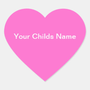 Kinder naam Sticker Heart Persoonlijk Roze Wit