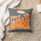 Kinder naam stoomtrein oranje grijze rivierpijp kussen (Deken)