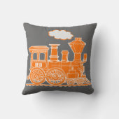 Kinder naam stoomtrein oranje grijze rivierpijp kussen (Achterkant)