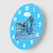 Kinder naam trein blauw en witte muurklok grote klok (Hoek)