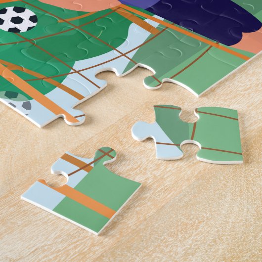Kinder naam van Blond Boys Soccer Players Illustra Legpuzzel (Zijkant)